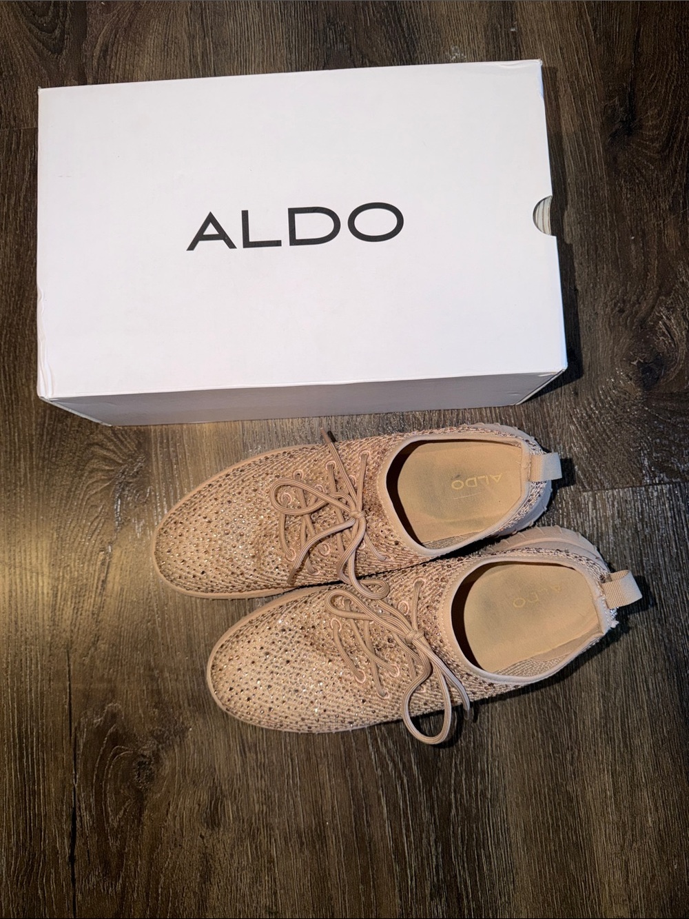 ALDO Women's Blush/Taupe Knit Lace-Up Sneakers